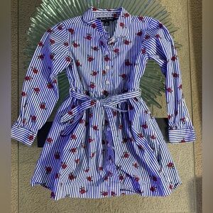 🧸 Brooks Brothers Pinstripe Rose Dress